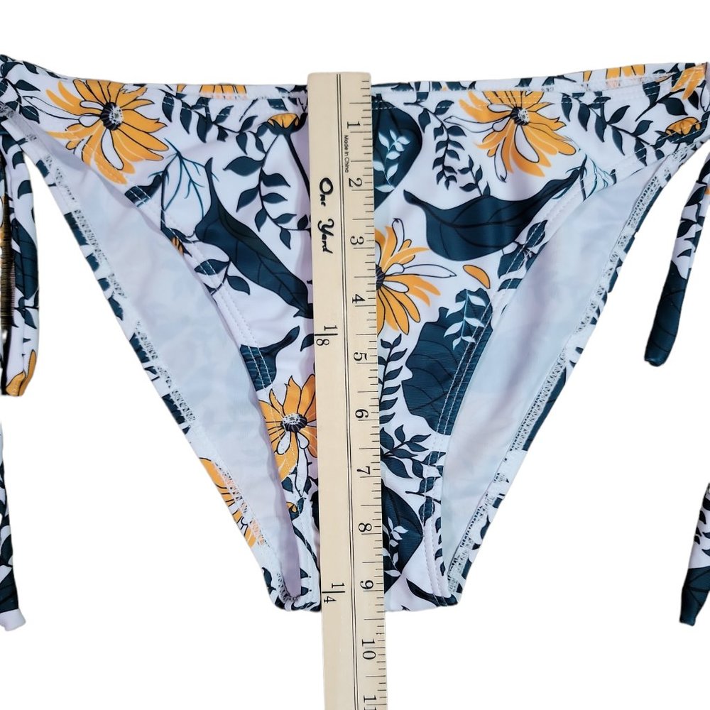 Woman Swim Bikini Floral Bottom Waist Adjustable Sz S - Picture 4 of 5